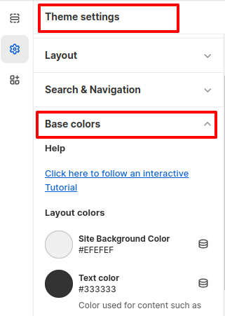 Bases colors theme settings