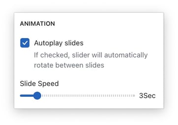 A screenshot of the autoplay slides option