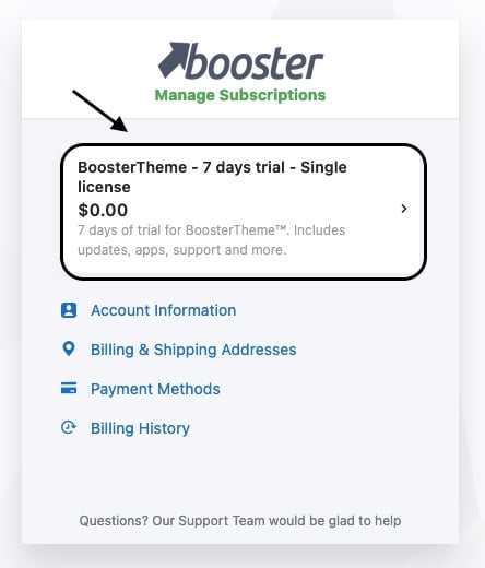Cancel your booster theme subscription 3