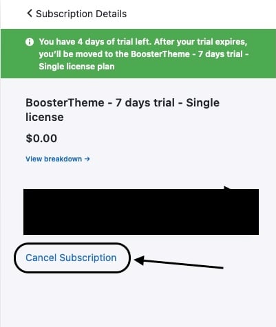 Cancel your booster theme subscription 4