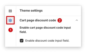 Cart page discount code theme settings