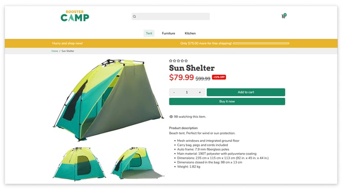 Default Product Page Layout