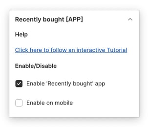 Enabling the Recently Bought app