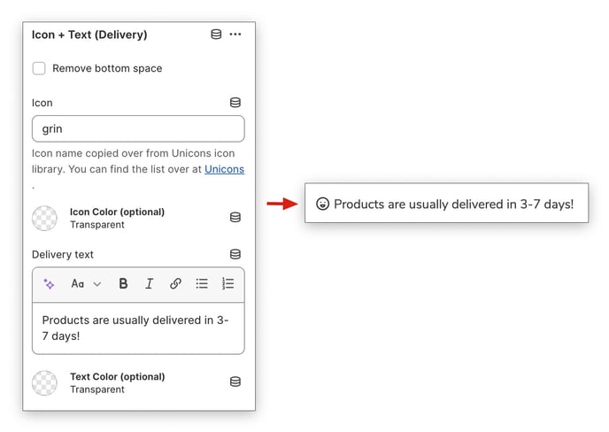 Icon Text (Delivery)