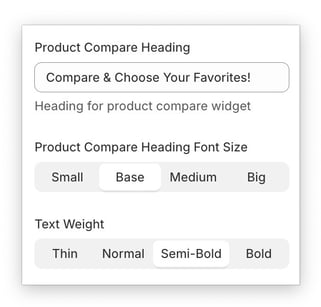 Product Compare Settings