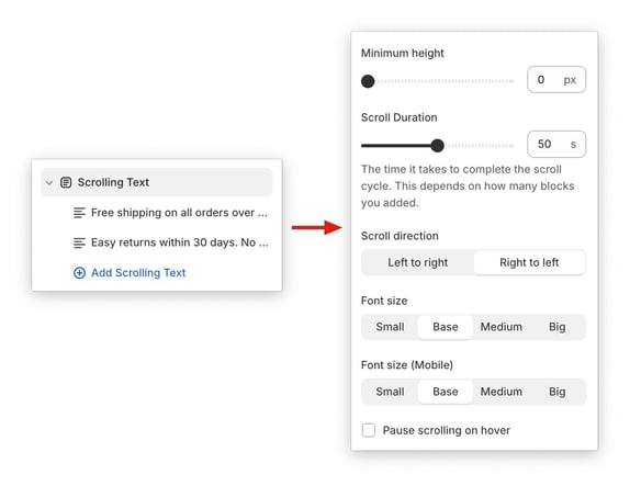 Scrolling Text Layout Settings