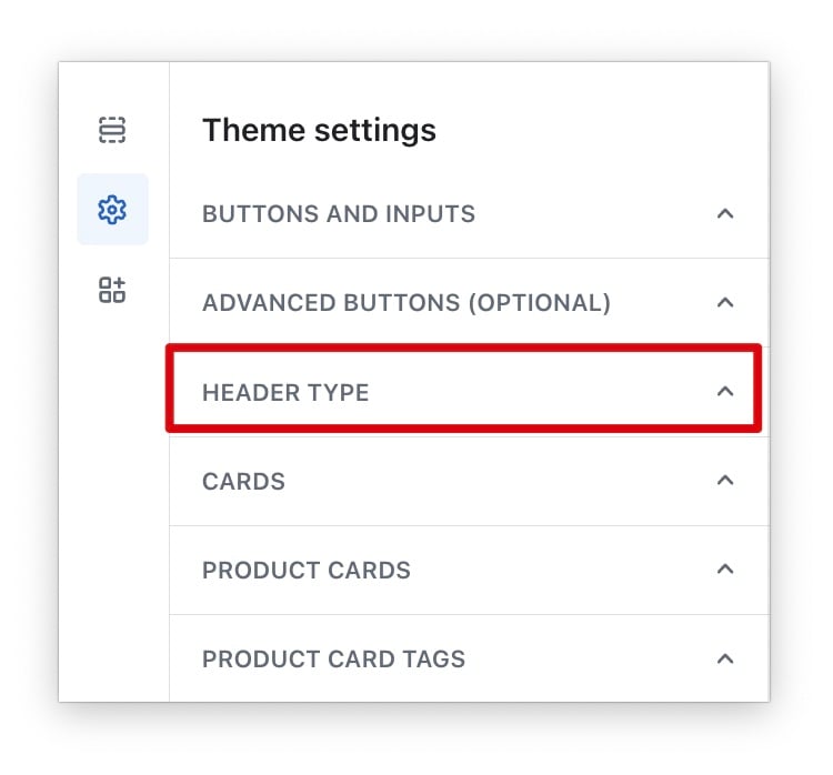 Header Settings Header Type
