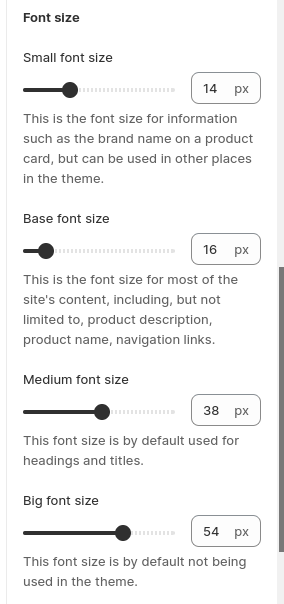 font sizes